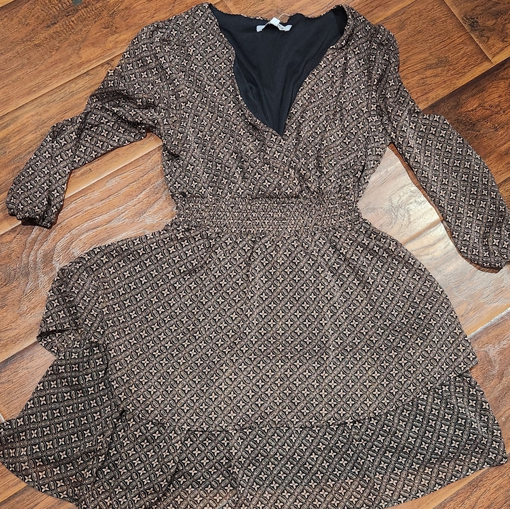Mimi Chica Black and Brown Patterned Dress